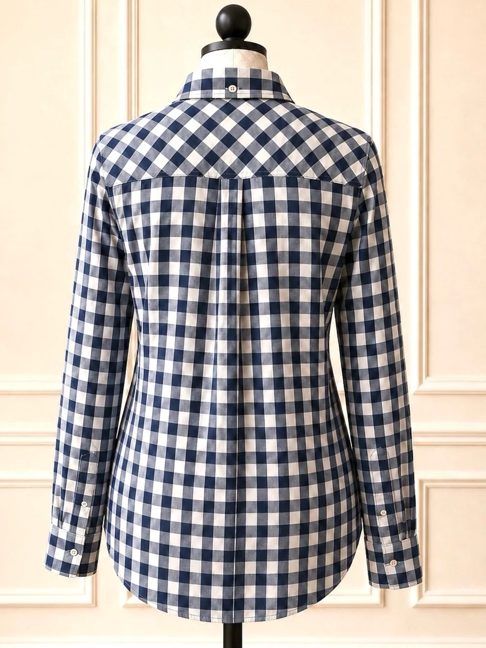 J. Crew Navy and White Gingham Button-Down Shirt